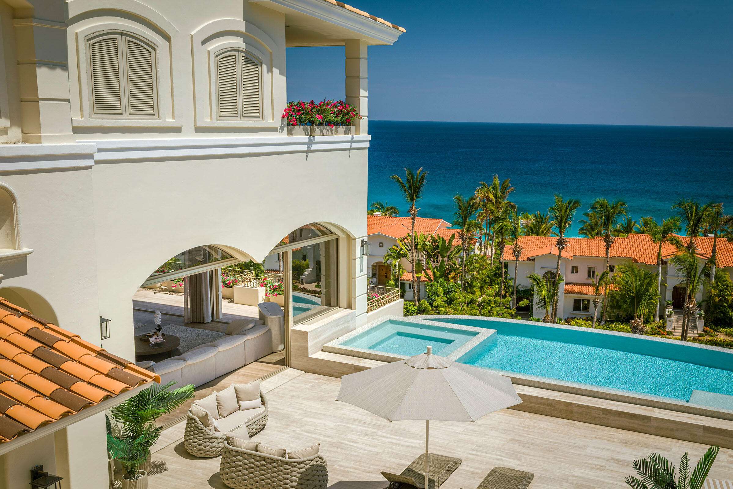 El Dorado Park Hyatt BACK ON THE MARKET!Experience exceptional oceanfront living in the prestigious, double gated community of Puerta del Sol, nestled within the world renowned Cabo del Sol master planned community.This beautifully maintained, fully furnished villa offers approximately 4,500 square feet of living space with 4 spacious bedrooms and 4 full bathrooms. Showcasing timeless original finishes that have been meticulously cared for, the home combines classic elegance with spectacular panoramic – 203 Casa Buenaventura, Cabo Corridor, BS